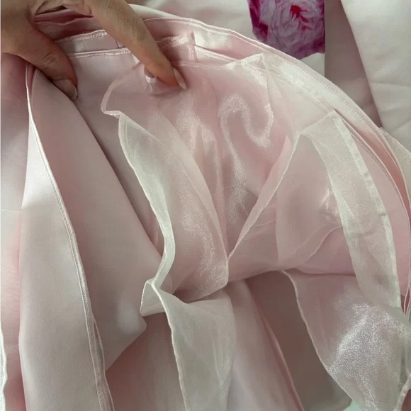 Ted Baker Light Pink Satin Floral Pleated A-Line Skirt Size US 4 Summer Feminine - Picture 4 of 8